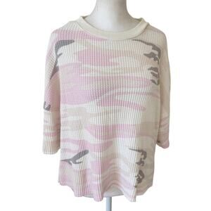 Z Supply NWT The Thermal Camo Football Tee Rose Pink Womens Size Small NEW